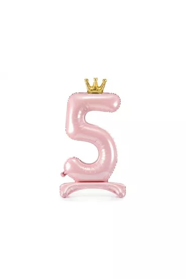 PartyDeco Stoj�cy balon foliowy 5 jasny r� 84cm