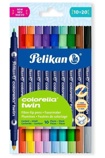 Herlitz Flamastry Colorella Twin dwustronne 10kol. PELIKAN