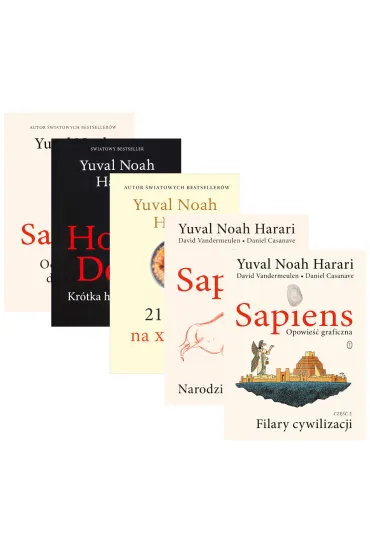 Pakiet: Sapiens. Od zwierz�t do bog�w, Homo Deus. Kr�tka historia jutra, 21 lekcji na XXI wiek, Sapiens. Opowie�� graficzna. Tomy 1-2: Narodziny ludzko�ci, Filary cywilizacji - Yuval Noah Harari