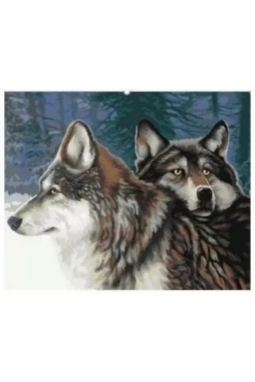 Norimpex Diamentowa mozaika - Wilki dwa w zimowym lesie 30x40cm
