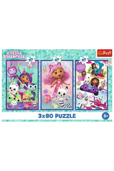 Puzzle 3x80 el. Kolorowe dni Gabby. Koci Domek Gabi Trefl