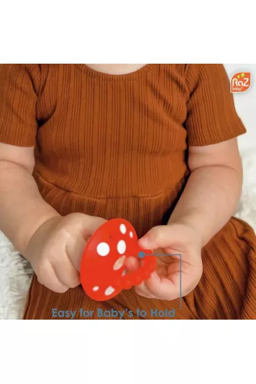 Gryzak logopedyczny Grzybek dla niemowl�t na z�bkowanie - czerwony i niebieski RazBaby