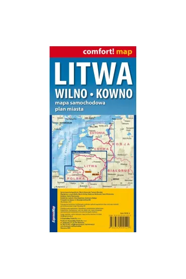 Litwa, Wilno, Kowno. Laminowana mapa samochodowa 1:700 000/1:10 000/1:15 000