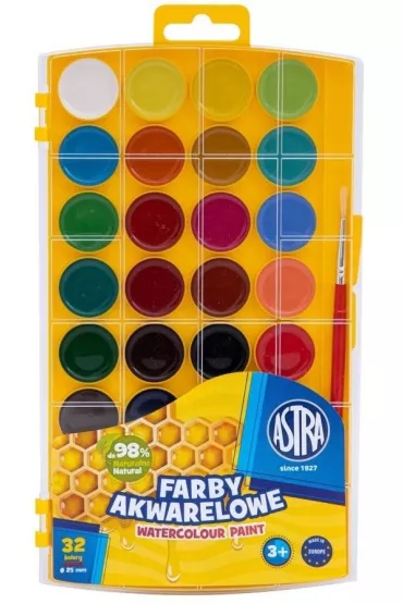 Farby akwarelowe Miodowe Astra 32 kolory
