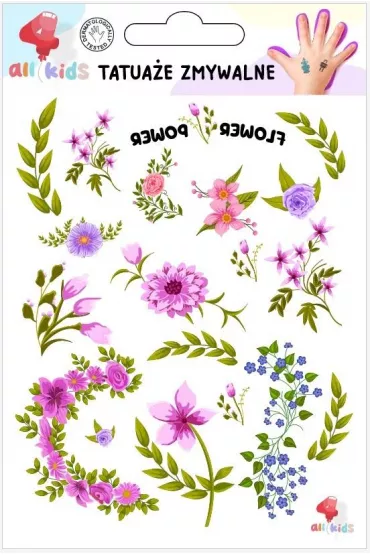 Tatua�e zmywalne dla dzieci Kwiaty All4Kids