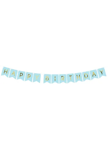 PartyDeco Giranda Happy Birthday jasno niebieska 15x175 cm