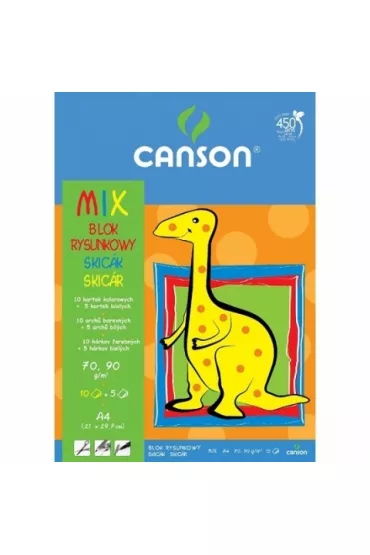 Canson Blok rysunkowy A4/15k - kolorowy/bia�y