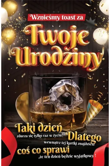 Yeku Karnet Urodziny m�skie z naklejk� na butelk� JCX075