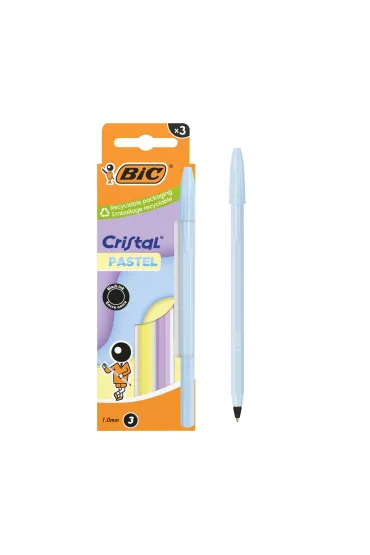 D�ugopis Cristal Pastel 1mm czarny 3 szt BIC
