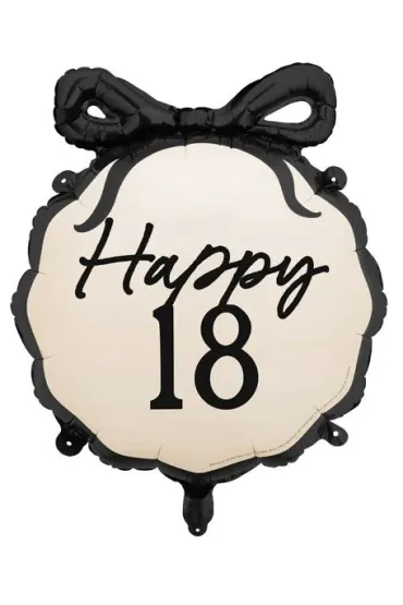 PartyDeco Balon foliowy pastylka Happy 18 47.5x45cm