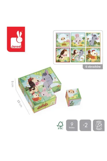 Klocki uk�adanka 6w1 kostki Farma 2+