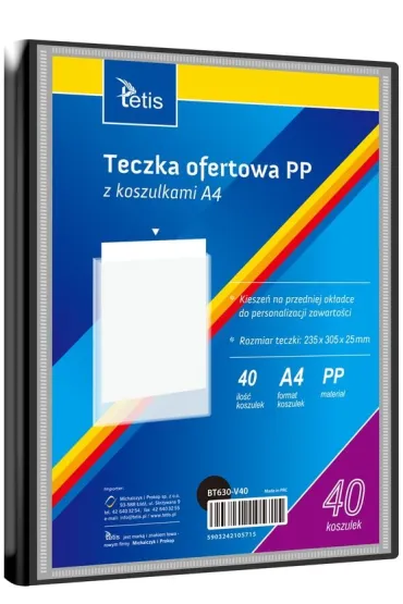 Tetis Teczka ofertowa A4 PP + 40 koszulek czarna