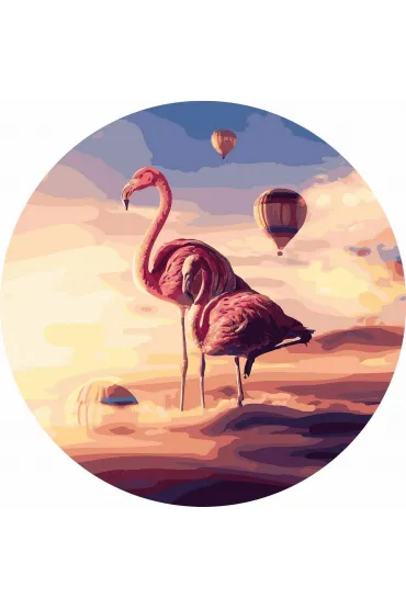 Twoje Hobby Malowanie po numerach okr�g�e - Flamingi w g�rach 40cm