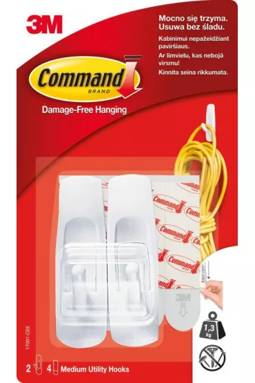 3M Haczyki wielokrotnego u�ytku Command �rednie bia�e 2 szt.