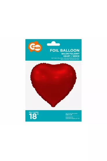 Godan Balon foliowy Serce matowe czerwone 46cm