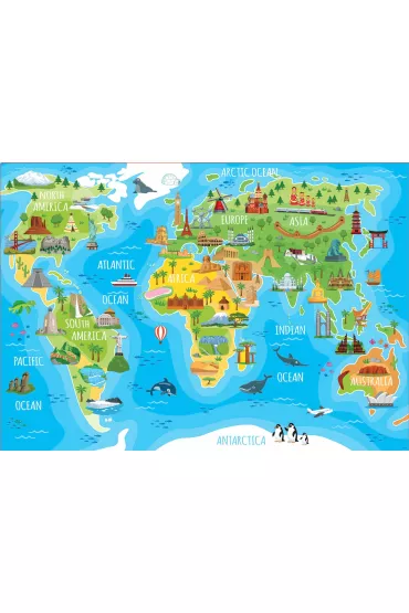 Puzzle 150 el. Mapa �wiata dla dzieci. Turystyka Educa