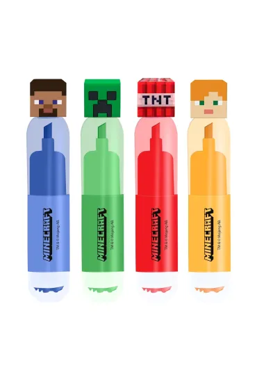 KIDS EUROSWAN Zestaw 4 flamastr�w z topperem 3D Minecraft MC00058