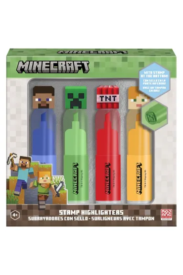 KIDS EUROSWAN Zestaw 4 flamastr�w z topperem 3D Minecraft MC00058