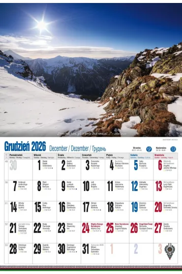 Kalendarz 2026 �cienny albumowy KSA.V5 Tatry po zb�ju