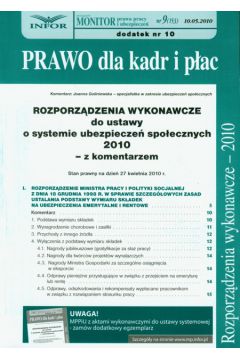 Rozporz�dzenia wykonawcze do ustawy o systemie ubezpiecze� spo�ecznych 2010 z komentarzem - Goliniewska Joanna - Joanna Goliniewska