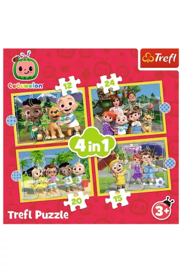 Puzzle 4w1 - Cocomelon, Poznaj bohater�w (12+15+20+24 el.) Trefl