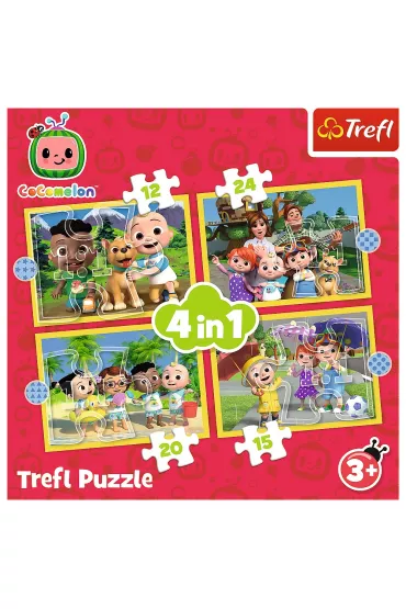 Puzzle 4w1 - Cocomelon, Poznaj bohater�w (12+15+20+24 el.) Trefl