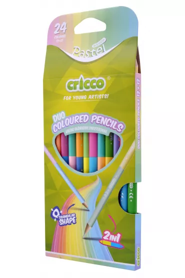 Cricco Kredki trjktne dwustronne pastel 24 kolorw 12 szt.