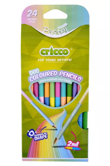 Cricco Kredki trjktne dwustronne pastel 24 kolorw 12 szt.