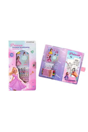 Zestaw kreatywny do kolorowania  naklejki, kredki, diamenciki Princess STARPAK 552494