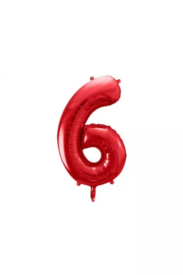 PartyDeco Balon foliowy 6 czerwony 86cm