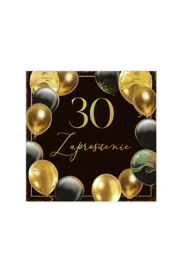 Zaproszenie 30 urodziny kwadrat lux MIX 10 szt.