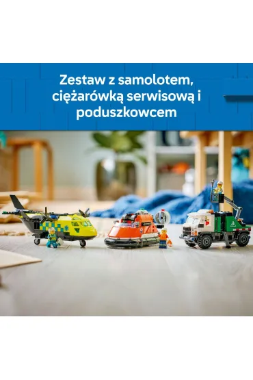 LEGO City Zestaw z samolotem, ci�ar�wk� serwisow� i poduszkowcem 60505