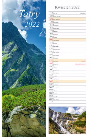 Kalendarz 2022. �cienny paskowy. Tatry