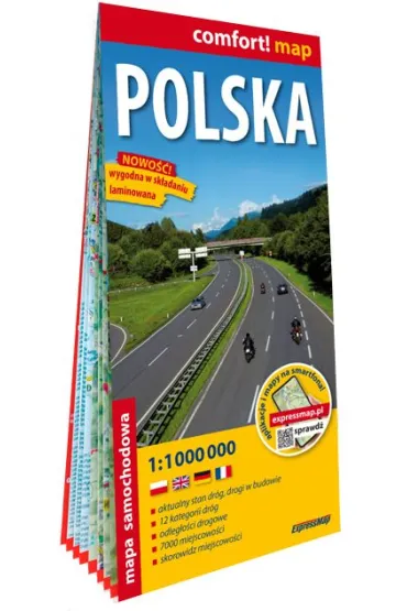 Polska mapa samochodowa 1:1 000 000 laminat 2025