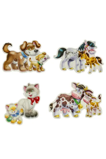 Puzzle maxi 4w1 -zwierz�ta z dzie�mi (4+5+6+7 el.) Castorland
