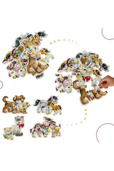 Puzzle maxi 4w1 -zwierz�ta z dzie�mi (4+5+6+7 el.) Castorland