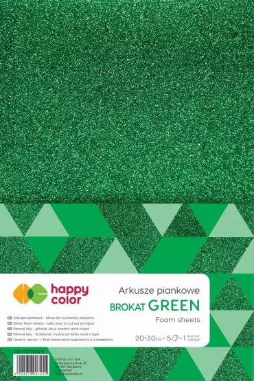 Happy Color Arkusze piankowe brokatowe A4 zielone 5 szt.