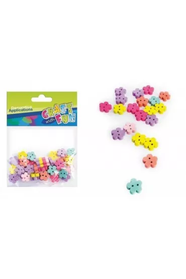 Craft with Fun Ozdoba dekoracyjna guzik drewniany mini kwiat 40szt.325654