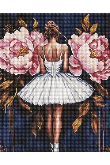 Ideyka Diamentowa mozaika - Baletnica z piwoniami 40x50cm