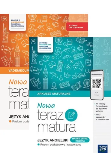 Pakiet Matura 2026: Nowa Teraz matura. J�zyk angielski. Poziom podstawowy i rozszerzony: Vademecum oraz Arkusze maturalne