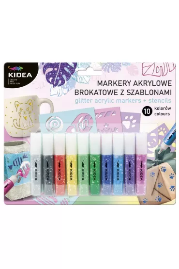 Derform Kidea Markery akrylowe brokatowe 10 szt.