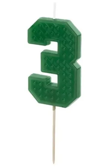 PartyDeco �wieczka urodzinowa 3 zielona 6cm