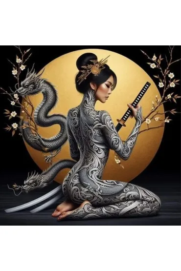 Norimpex Diamentowa mozaika - Kobieta wojowniczka Yakuza 30x40cm