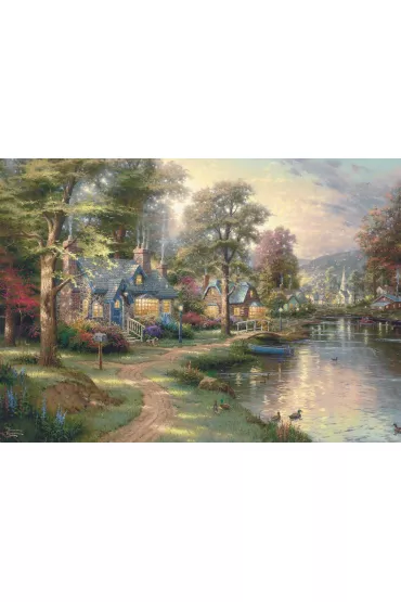 Puzzle 1000 el. Thomas Kinkade Miasteczko nad rzek� Schmidt - Thomas  Kinkade