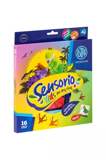 Sensorio Kids, Lekka masa plastyczna Dinozaury, 16 kolor�w Astra