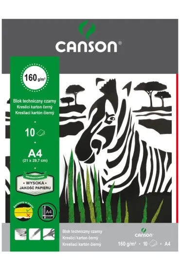 Canson Blok techniczny A4 czarny 10 kartek