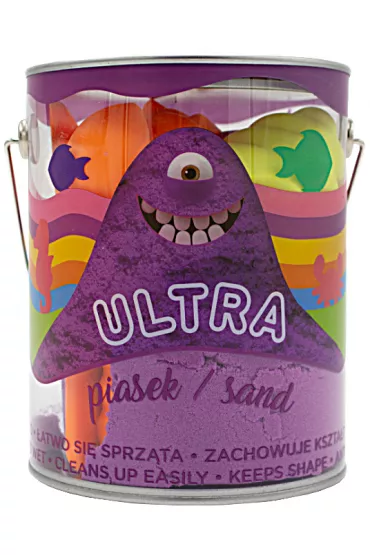 Ultra Piasek - puszka 900g fioletowy + 4 du�e foremki Morskie �ycie + 2 narz�dzia Epee