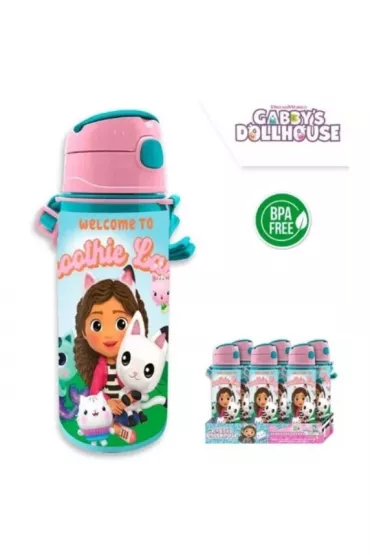 Bidon aluminiowy z uchwytem Koci Domek Gabi. Gabby's Dollhouse 600ml