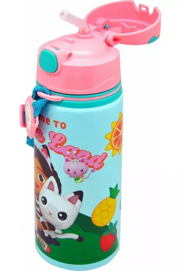 Bidon aluminiowy z uchwytem Koci Domek Gabi. Gabby's Dollhouse 600ml