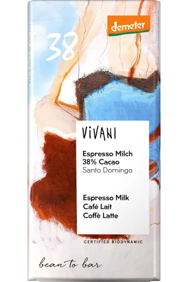 Vivani Czekolada mleczna espresso demeter 90 g Bio